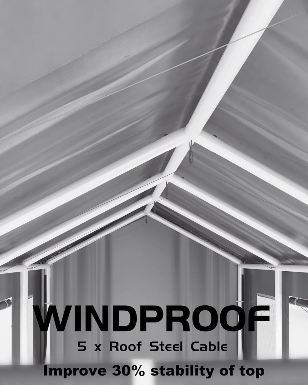 Silver Gray 180 g PE Carport with Front & Rear Doors A6647