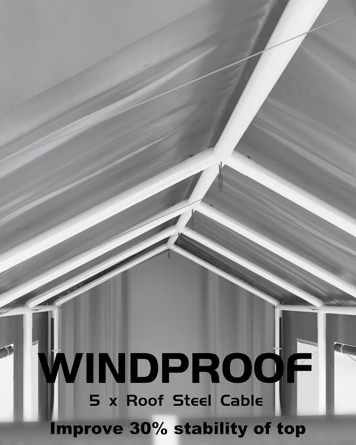 Silver Gray 180 g PE Carport with Front & Rear Doors A6647