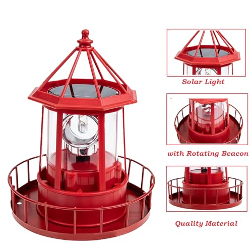 Black IP65 Waterproof Solar Rotating Lighthouse Lamp V1544