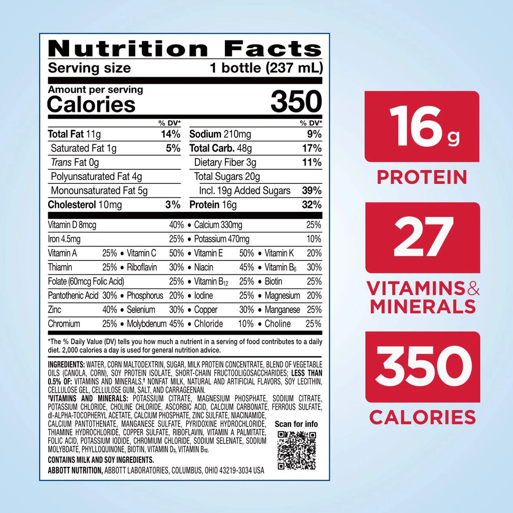 Vanilla Liquid Nutrition Shake with Fiber, 16 Grams of Protein, 8 Fl Oz Bottle (Pack of 24) Z657418