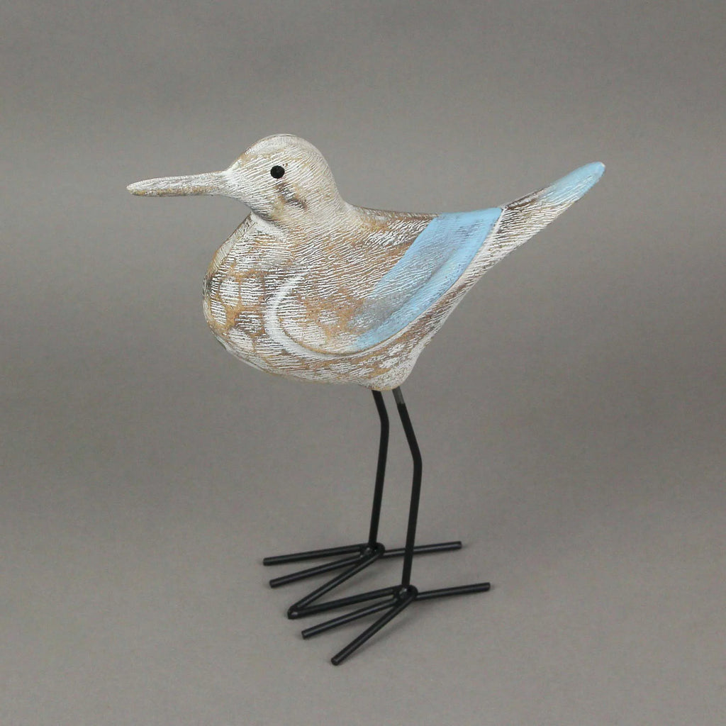 Carved Wood and Metal Sandpiper Shorebird Statue M90960