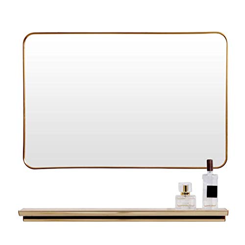 Gold Metal Rectangle Wall-Mounted Mirror 70 X 50Cm K44403