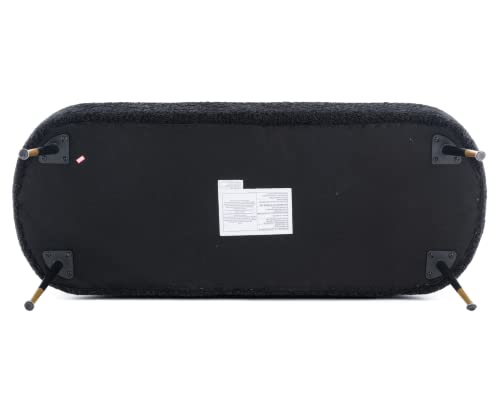 Black Sherpa Storage Ottoman Bench with Metal Legs A771