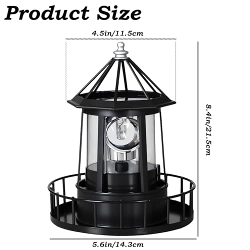 Black IP65 Waterproof Solar Rotating Lighthouse Lamp V1544