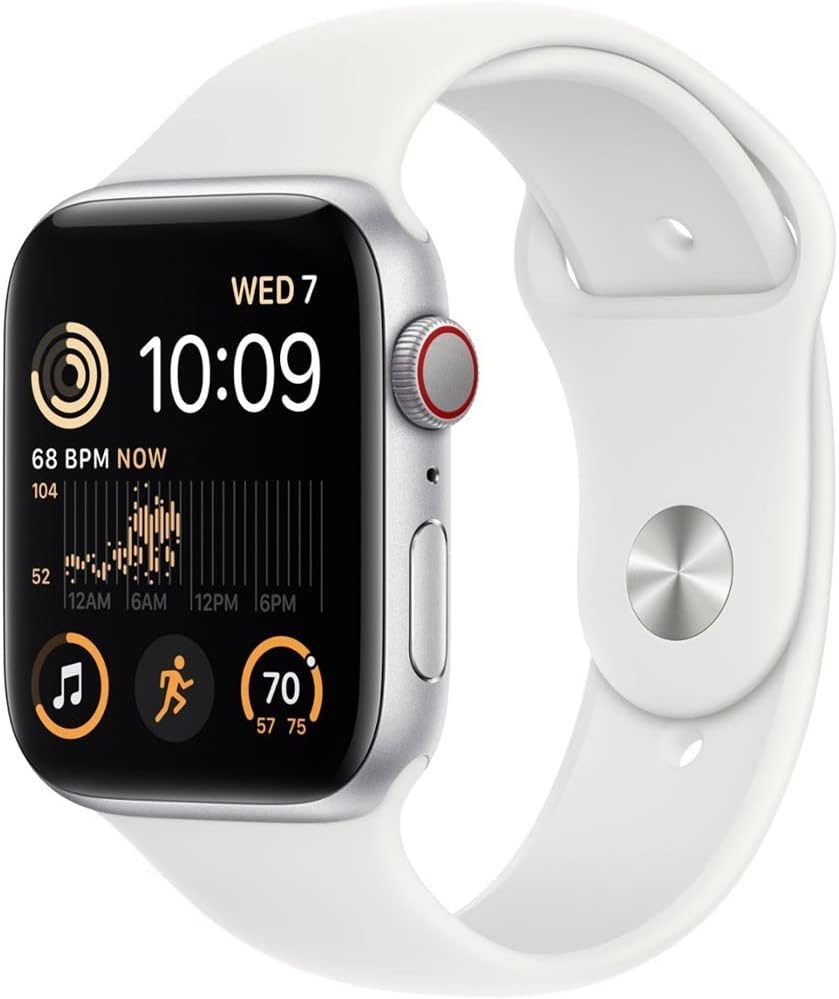 Silver Aluminum 40mm Apple Watch SE with White Sport Band X494