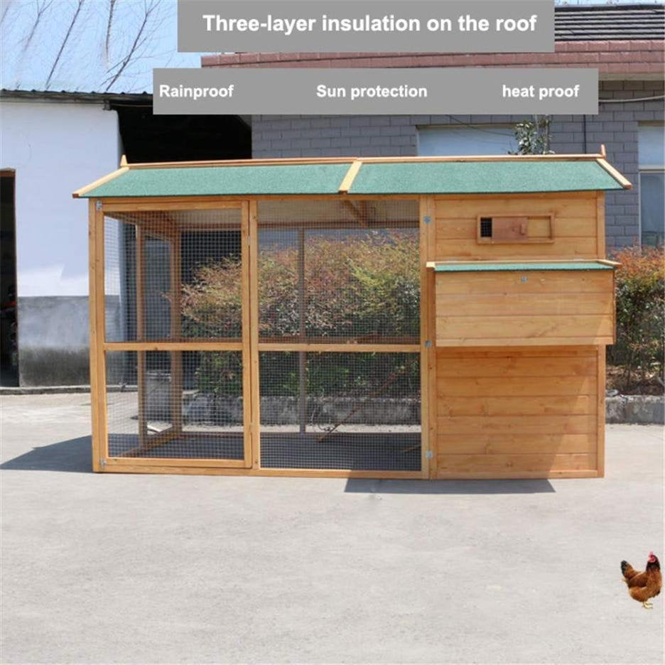 Large cedar wood waterproof roof green chicken coop M367628