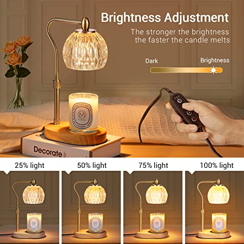 Gold Height Adjustable Candle Warmer Lamp with Timer & Dimmer S3683