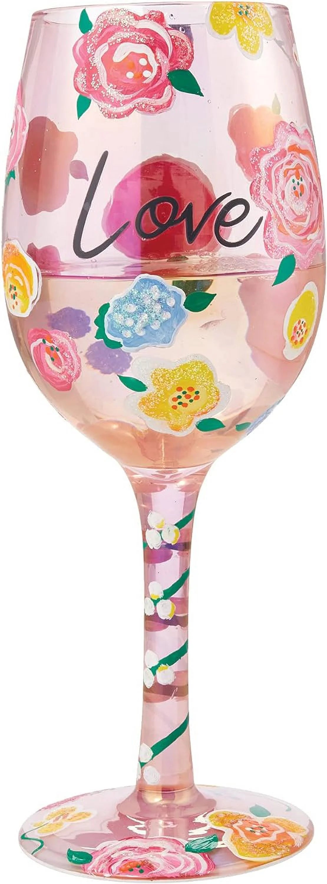 Floral Hand-Painted Artisan Wine Glass R97140