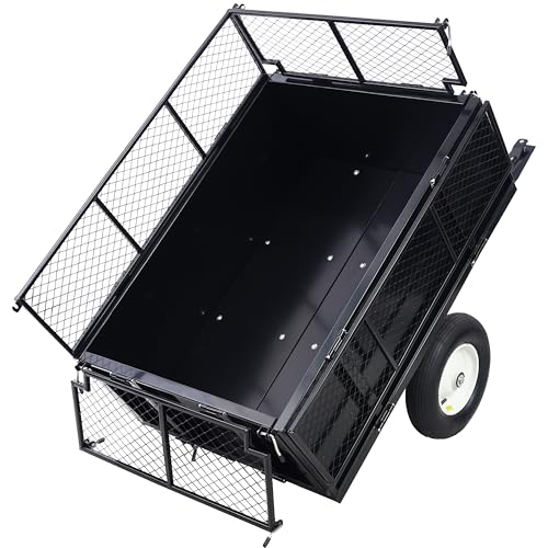 ATV Trailer Steel Dump Cart, 750lbs 22 Cubic Feet Utility Trailer with Removable Sides J8868
