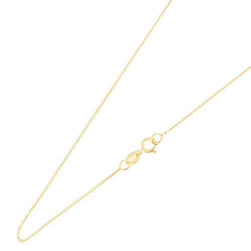 Solid 14K Gold 0.5mm Box Chain Necklace with Spring Ring Clasp X11320