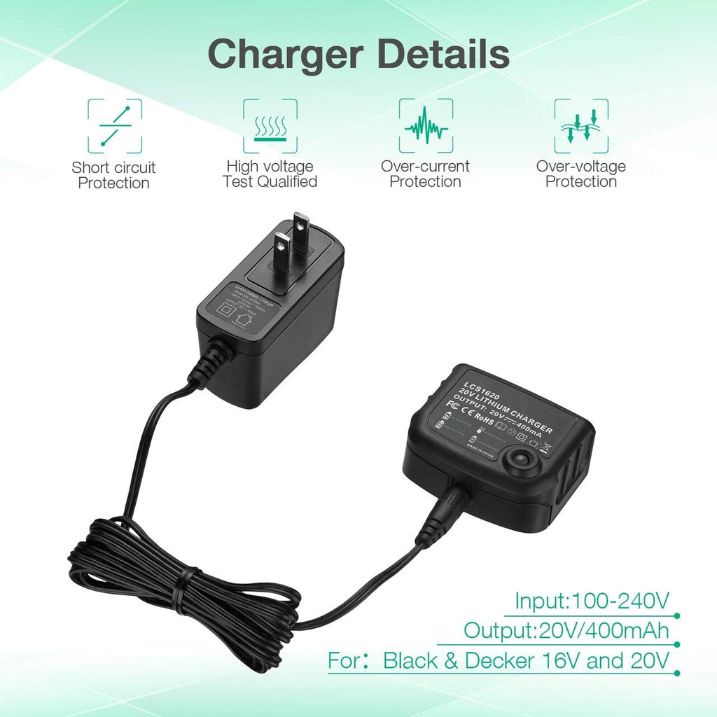 3.0Ah LBXR20 Battery 2Packs for Black & Decker 20V Max Li-ion Cordless Tool Q478372