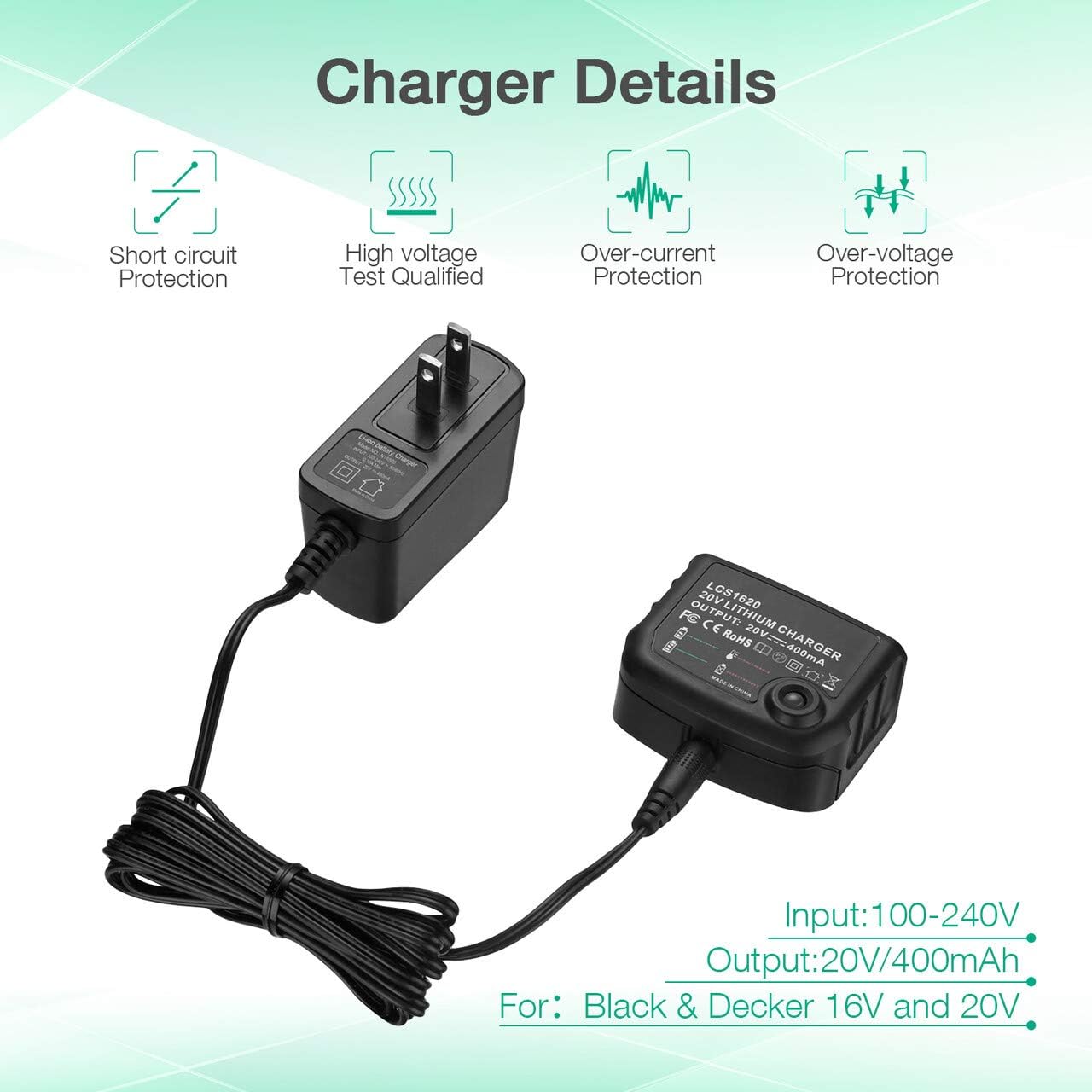 3.0Ah LBXR20 Battery 2Packs for Black & Decker 20V Max Li-ion Cordless Tool Q478372