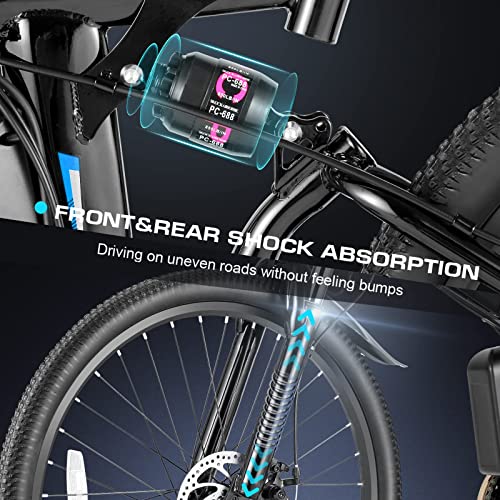 750W Peak Folding Electric Mountain Bike 26'' Ebike with Removable Battery A18722