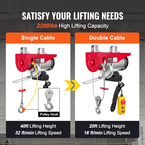 2200LBS 110V Electric Hoist with Remote Control E46411