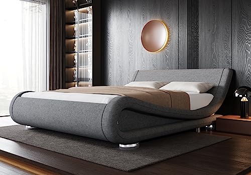 Queen Size Black Upholstered Platform Bed Frame C45165