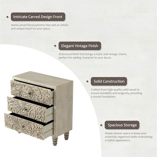3 Drawer Weathered White Farmhouse Dresser R507