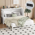 White Queen Murphy Bed with Storage Drawer T9137