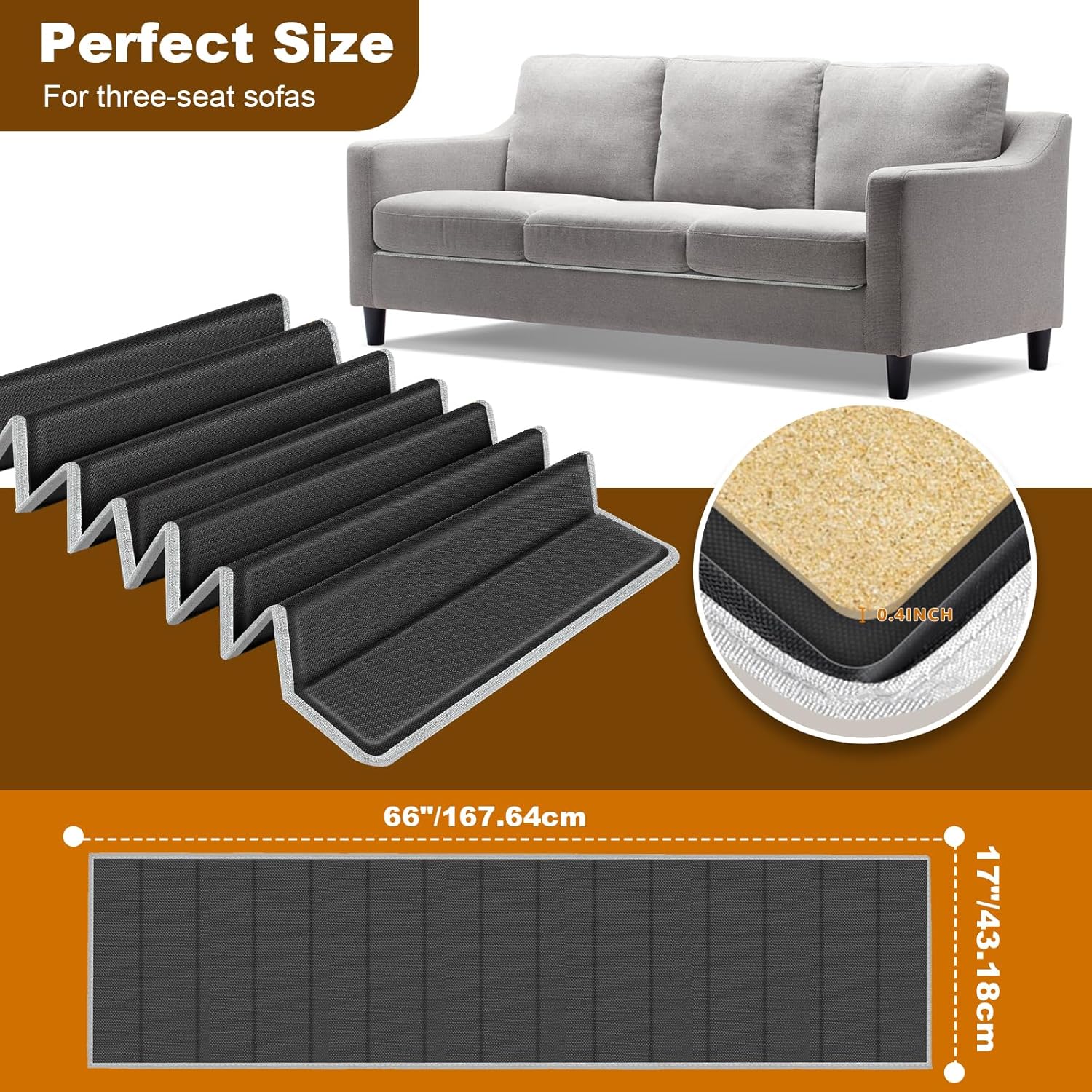 Black Heavy Duty Couch Cushion Support Board 17"x66" Sofa E49384