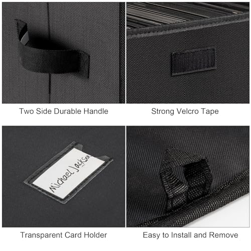 7-inch Vinyl Record Storage Box, Nylon Foldable Set of 2 with Lid and Handle T858