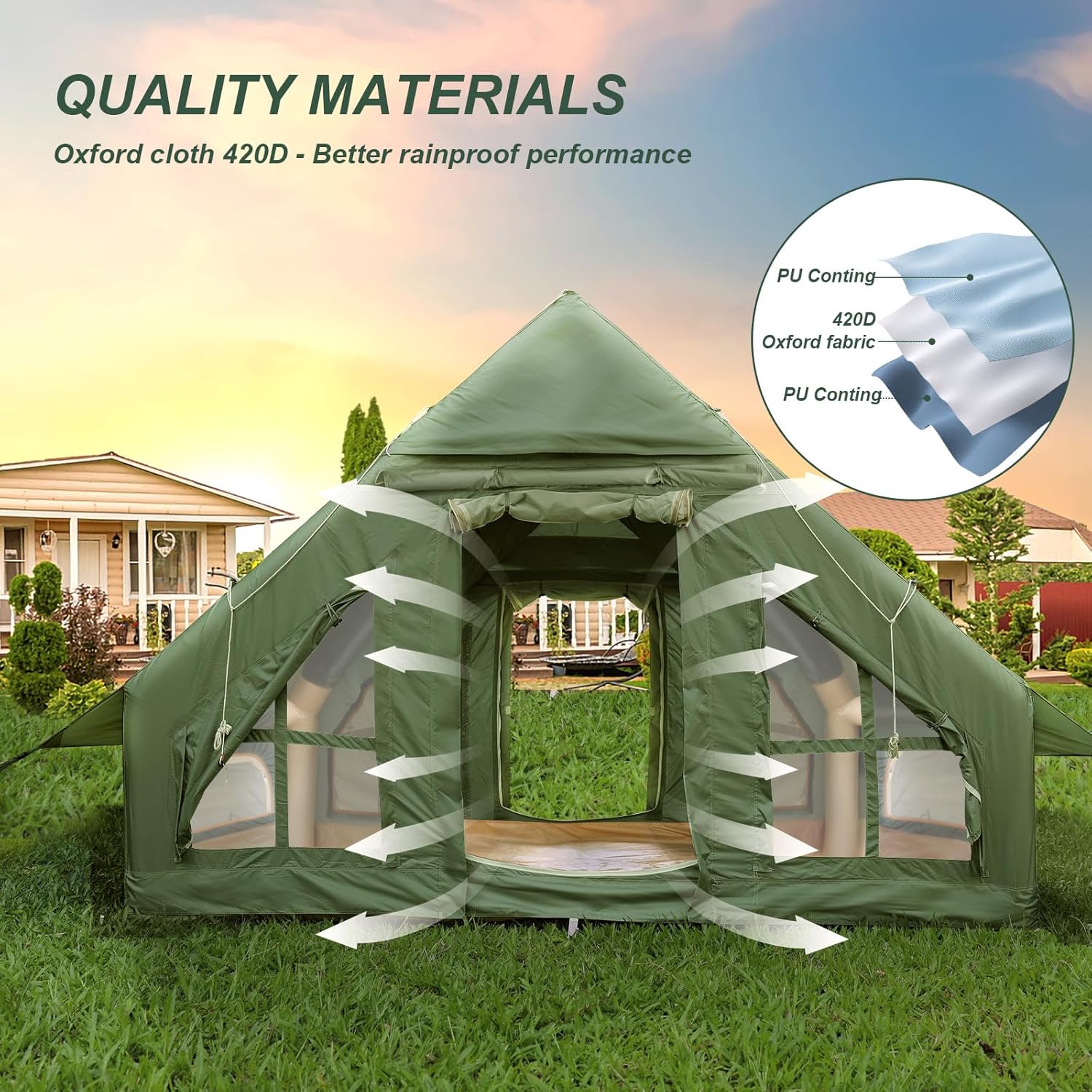 4-6 Person Inflatable Camping Tent with Pump and Stove Jack N588922