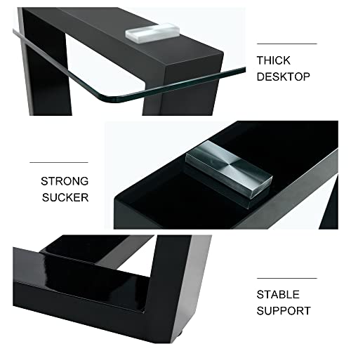 Glass Dining Table Set for 6 with Black Bracket Pedestal B507