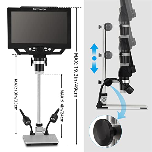 4.3 inch IPS Digital Microscope, 10-1000X Magnification Handheld Camera Video Microscope with 32G TF Card, 8 LED Lights, Rechargeable Battery Microscope K197105