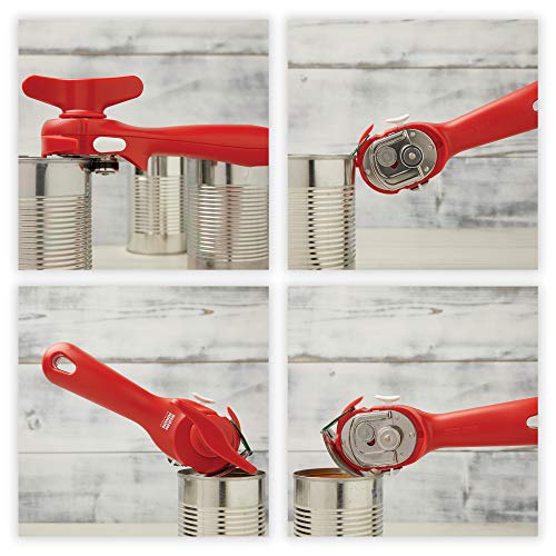 5-in-1 Multi-Purpose Strain-Free Opener for Jars, Bottles and Ring-Pull Cans, Red Q230