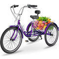 24" Adult Tricycle 3 Wheel 7 Speed Bike with Shopping Basket F9073