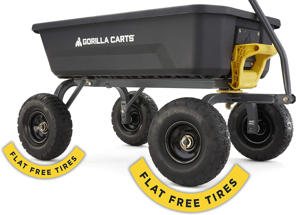 4 Cu. Ft. Poly Garden Dump Cart with No-Flat Tires, Black Q5284