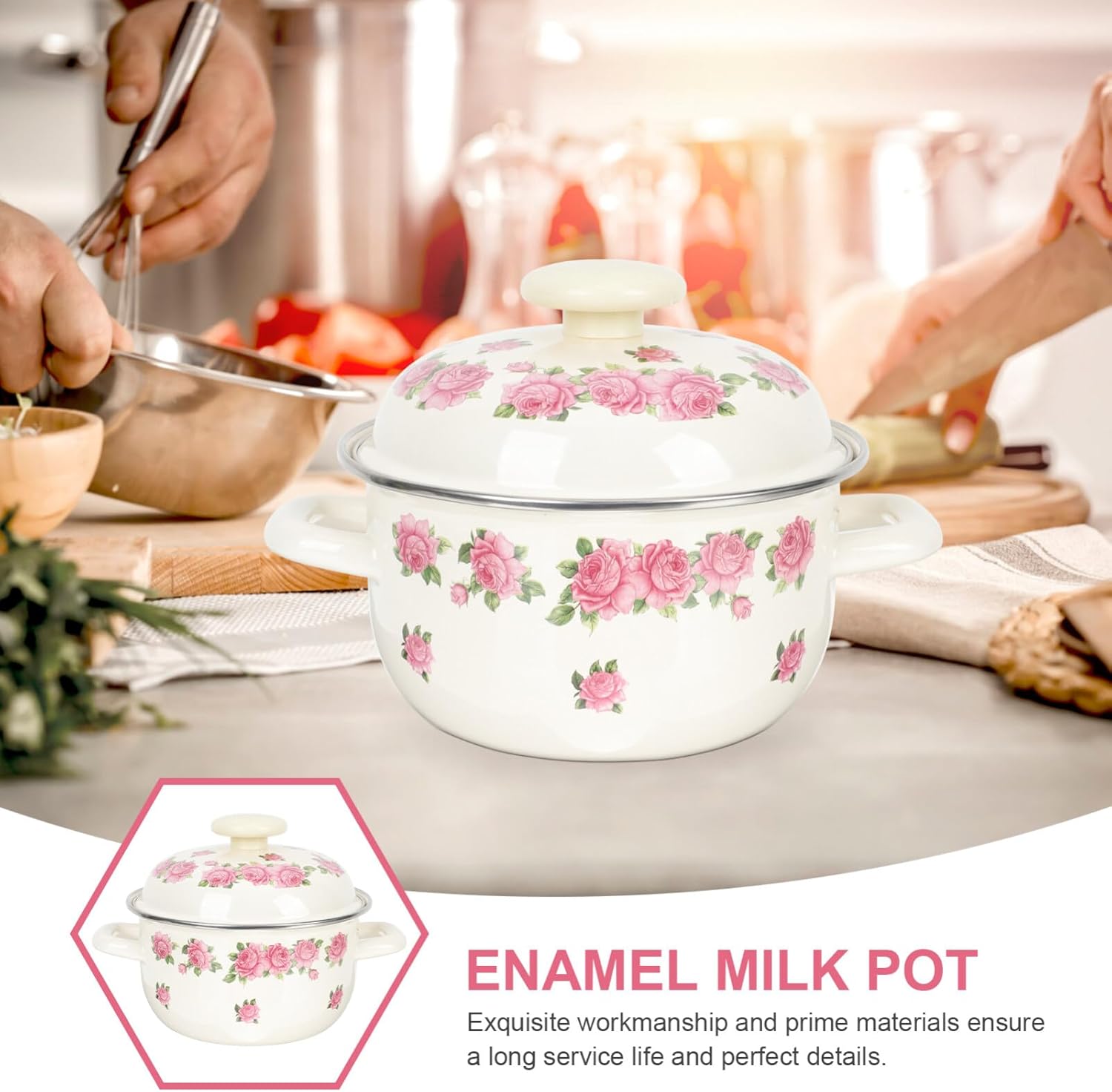 1L Enamel Stockpot with Lid E823