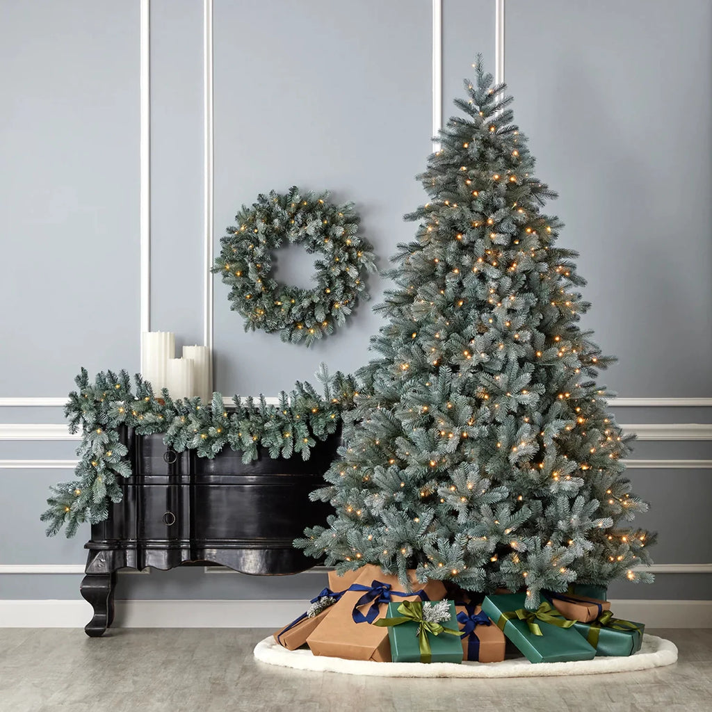 Blue Spruce 9ft Garland Pre-Lit with 50 Warm White LED Lights R5568