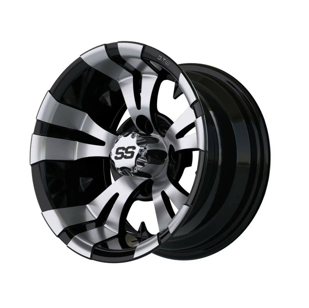 Set of 4 12 inch Black Golf Cart Wheel and Tire D68817