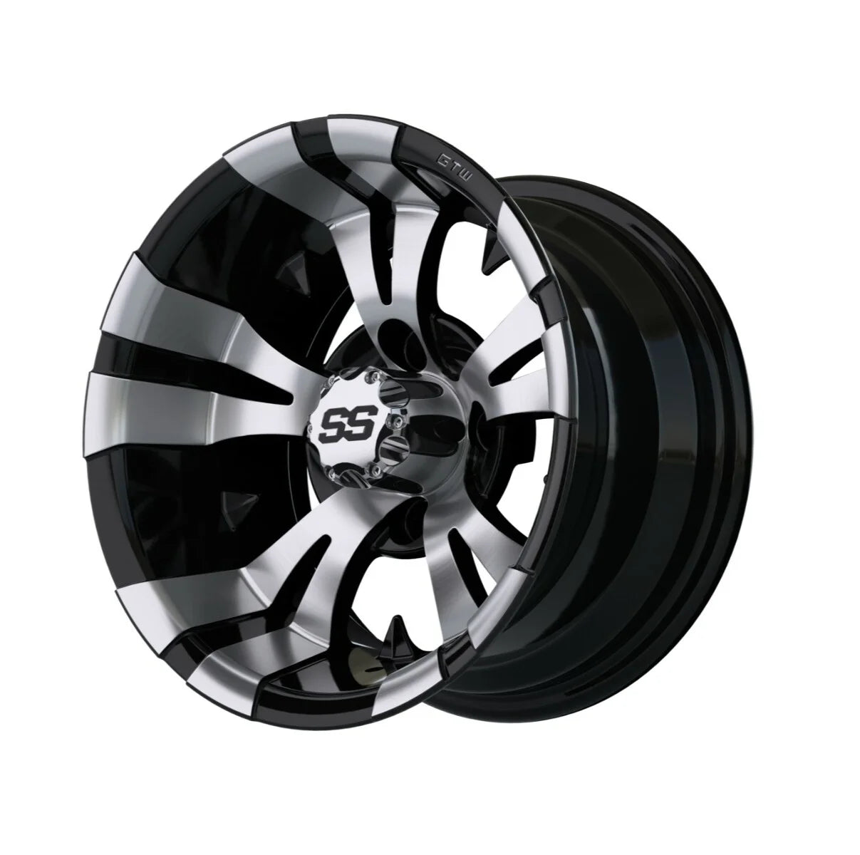 Set of 4 12 inch Black Golf Cart Wheel and Tire D68817