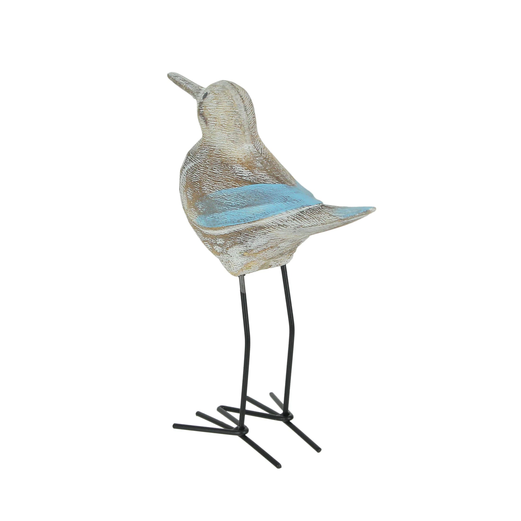 Carved Wood and Metal Sandpiper Shorebird Statue M90960