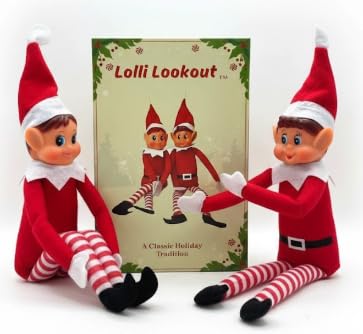 Set of 2 Red Plush Elf Figurines, 14 Inch I1872