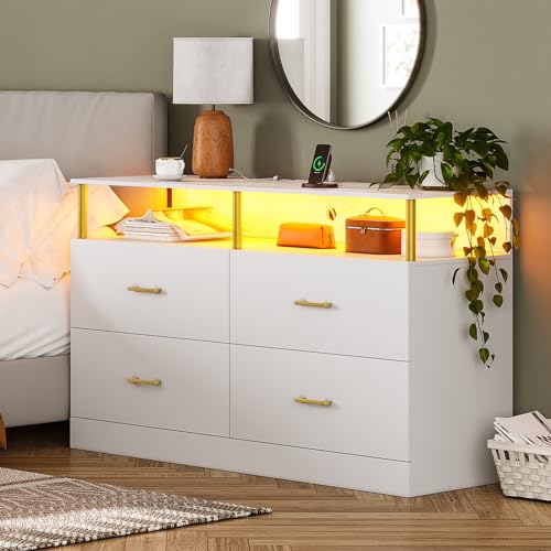 White 4 Drawer Wood Dresser F864
