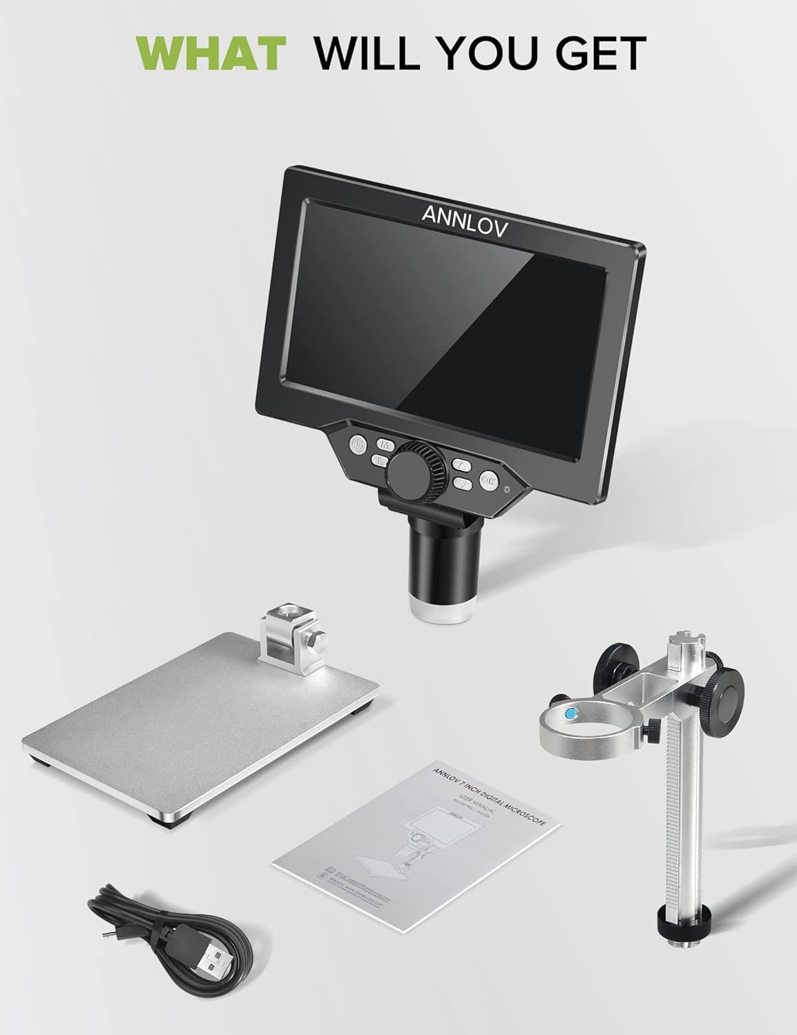 1200X 1080P 12MP LCD Digital Microscope with Metal Stand R3908