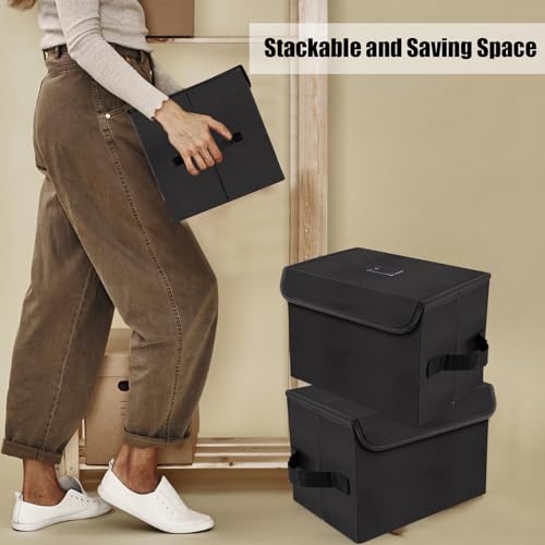 7-inch Vinyl Record Storage Box, Nylon Foldable Set of 2 with Lid and Handle T858