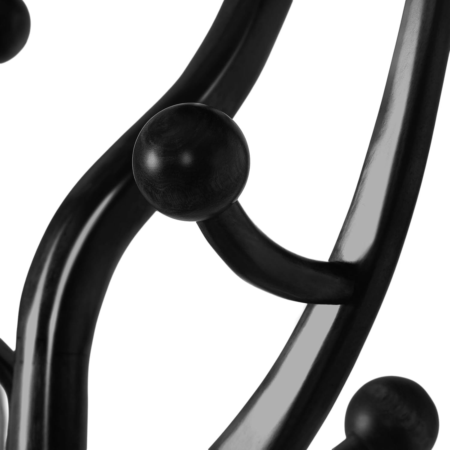 Black Freestanding Wood Coat Rack with 8 Hooks J579592