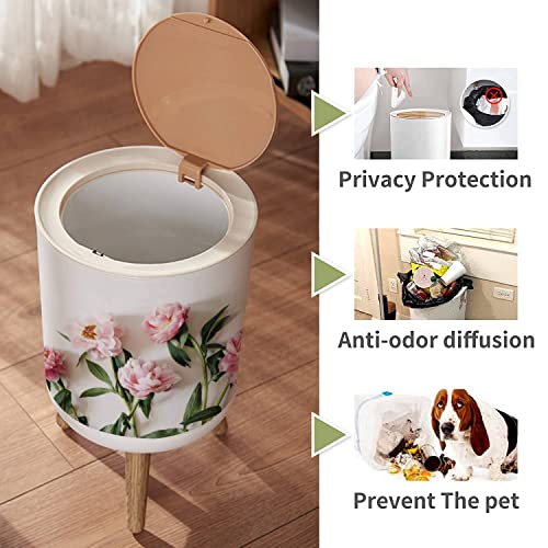 Pink Peonies Small Trash Can with Lid J1089