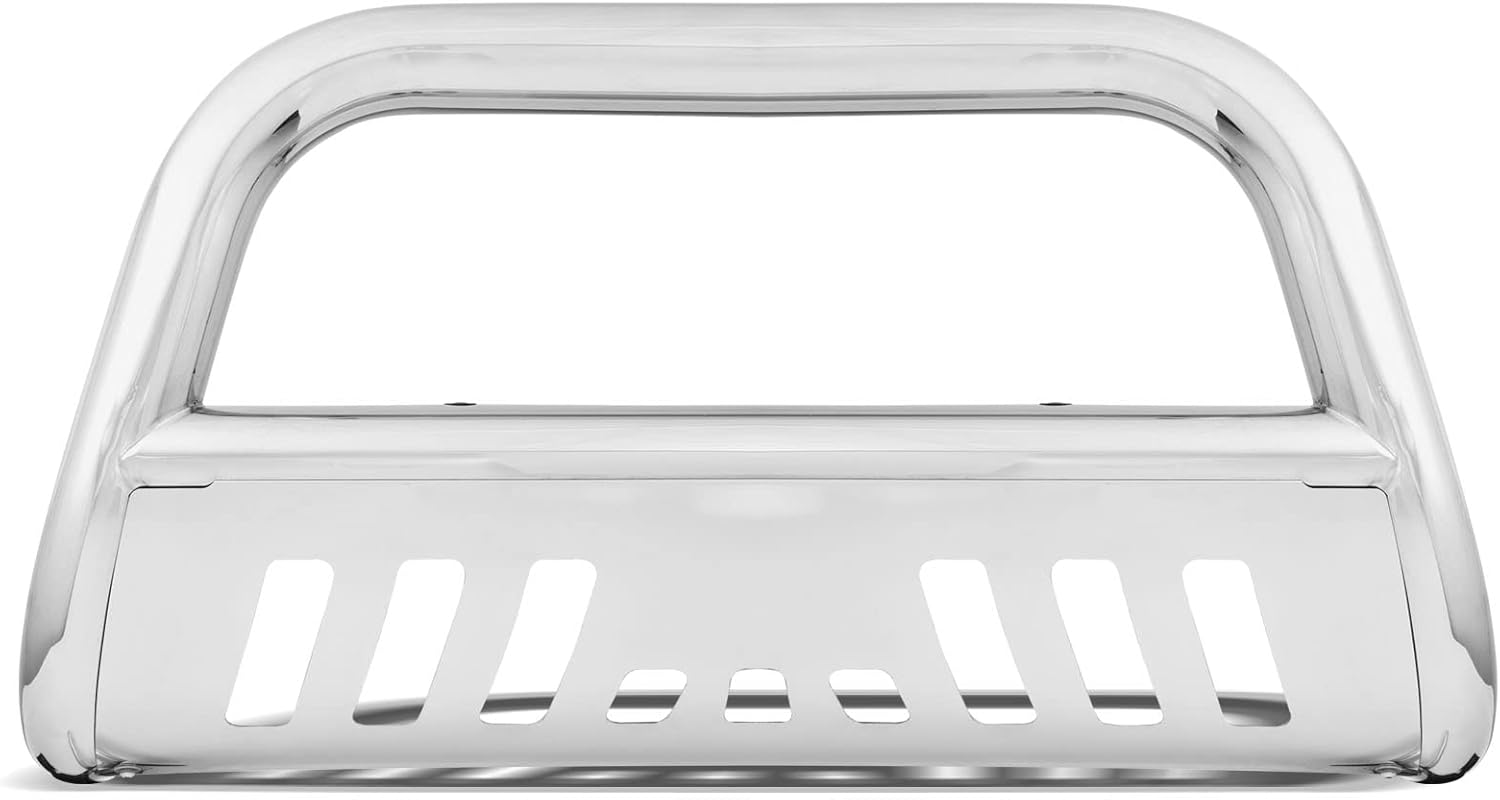 Polished Stainless Steel Bull Bar Front Bumper Grill Guard With Skid Plate Y919