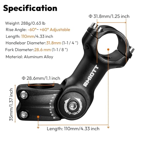 Black Aluminum Alloy Adjustable Bike Stem R261854