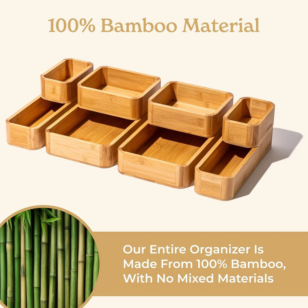 8-Piece Bamboo Kitchen Drawer Organizer Set T36135