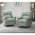 Brown Genuine Leather Recliners Set of 2 with Adjustable Backrest & Footrest Y71232