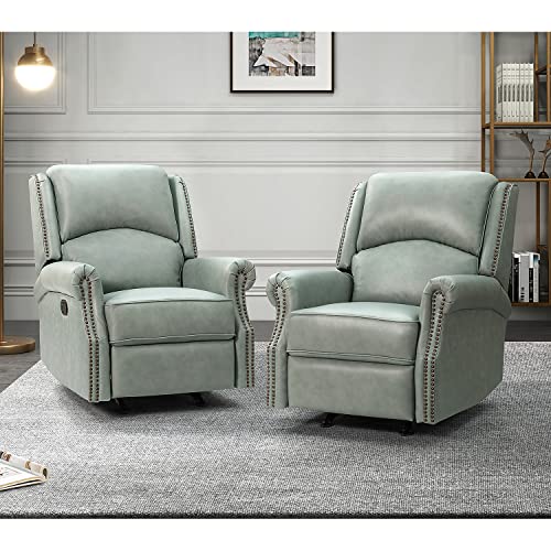Brown Genuine Leather Recliners Set of 2 with Adjustable Backrest & Footrest Y71232