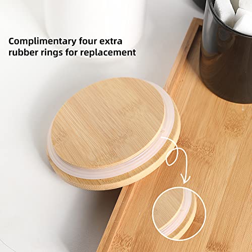 Ceramic Canisters Set with Bamboo Lid, Pack of 4 (White) E1483
