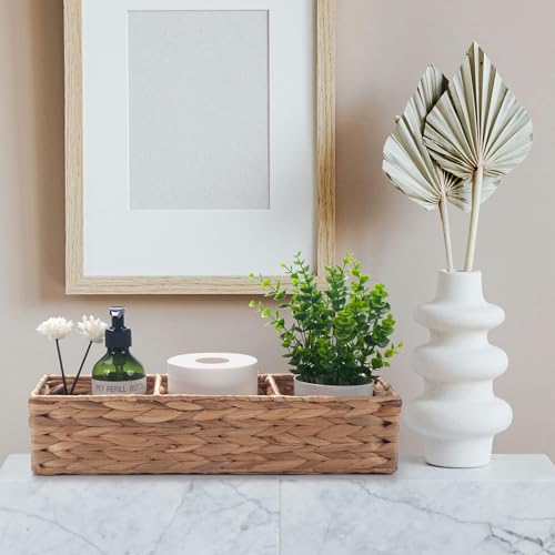 Water Hyacinth Wicker Basket with 3 Dividers 16.5inch x 5.5inch x 3.5inch D21144