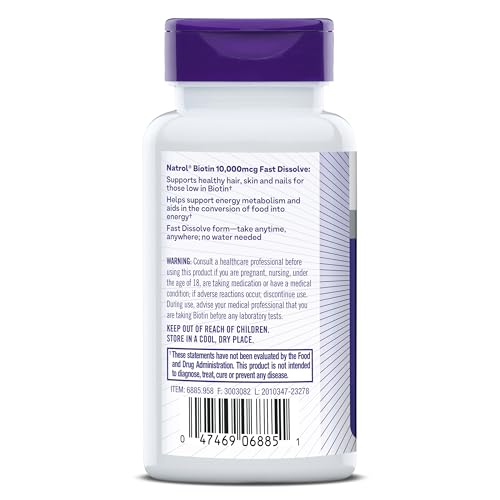 Biotin 10000mcg Dietary Supplement, 200 Tablets X78305