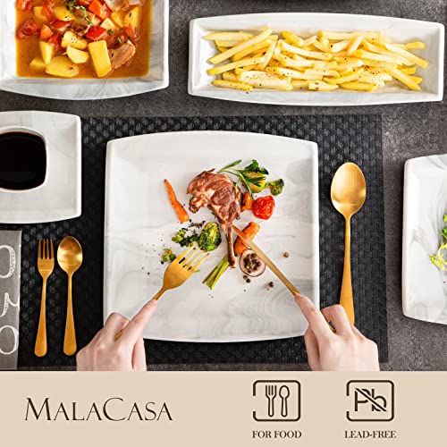 30 Piece Ivory White Porcelain Square Dinnerware Set N577580