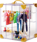 Portable Clear Acrylic Fashion Closet with 31+ Doll Clothing & Accessories U119949